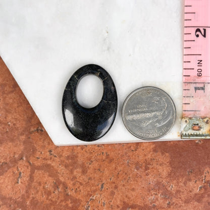 Estate Marbled Dark Gray Gemstone Oval Pendant