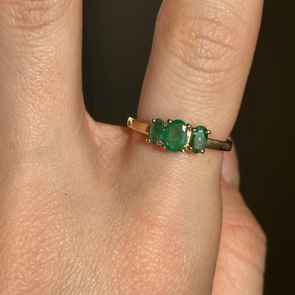 Estate 10KT Yellow Gold Oval-Cut Emerald Ring