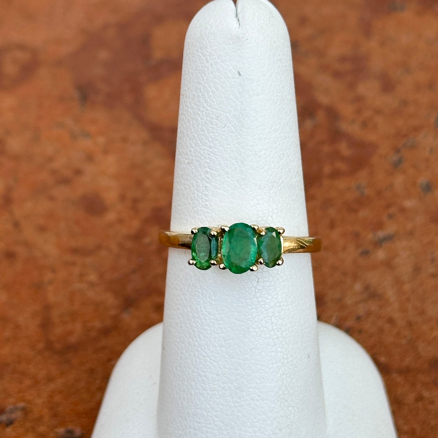 Estate 10KT Yellow Gold Oval-Cut Emerald Ring