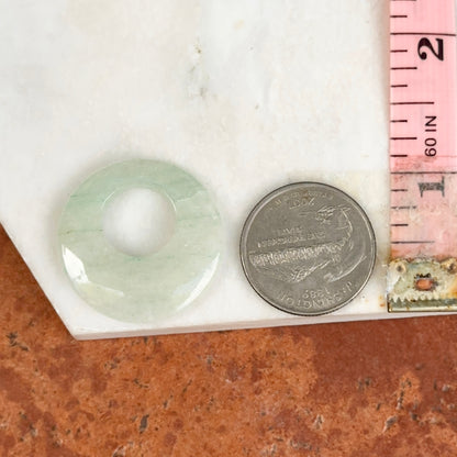 Estate Pale Green Jade Donut Pendant 30mm