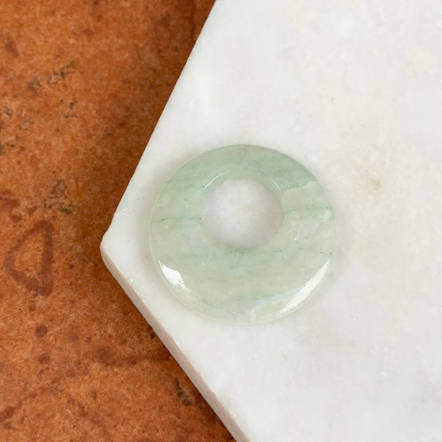 Estate Pale Green Jade Donut Pendant 30mm