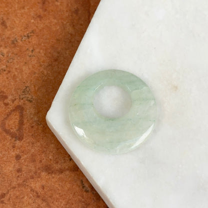 Estate Pale Green Jade Donut Pendant 30mm
