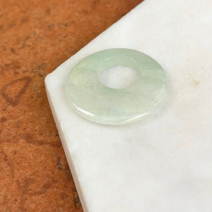 Estate Pale Green Jade Donut Pendant 30mm