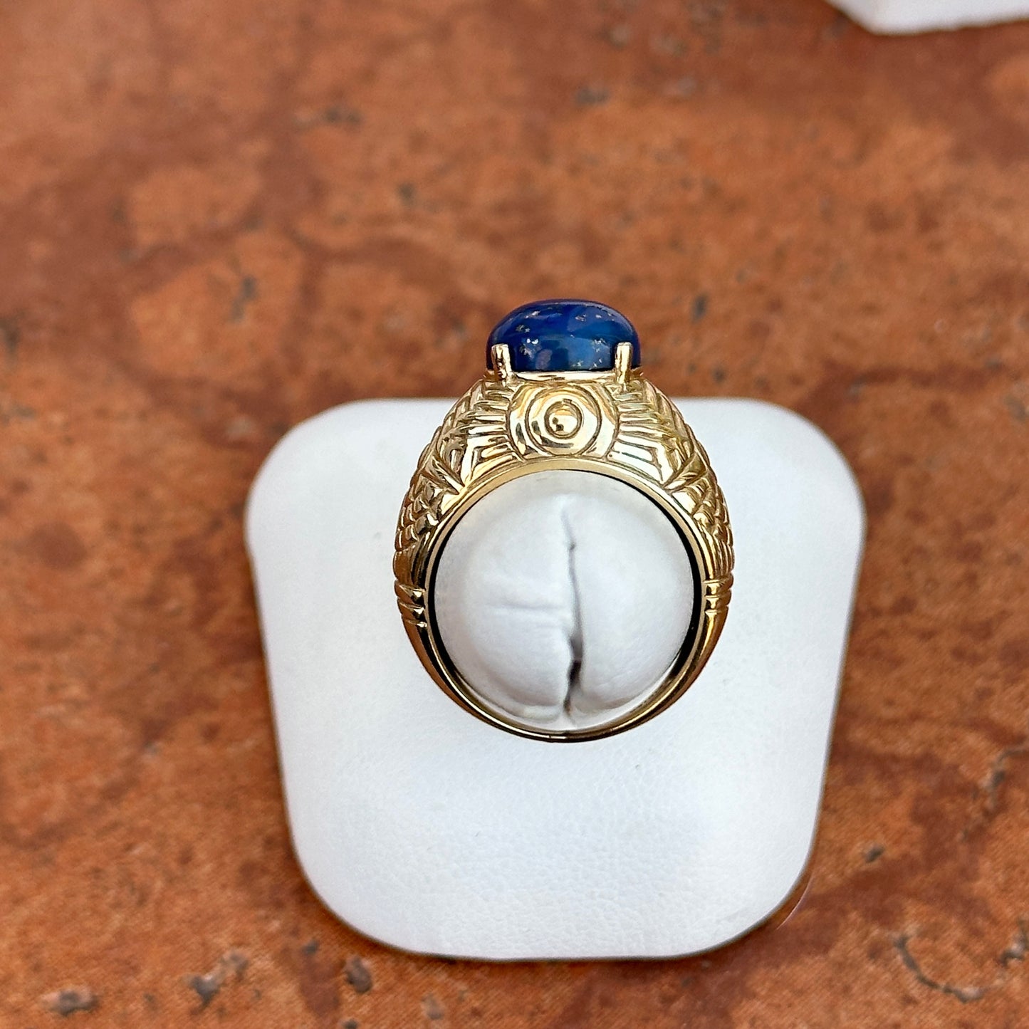 Estate 10KT Yellow Gold Lapis Lazuli Cabochon Ring