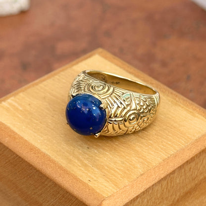 Estate 10KT Yellow Gold Lapis Lazuli Cabochon Ring