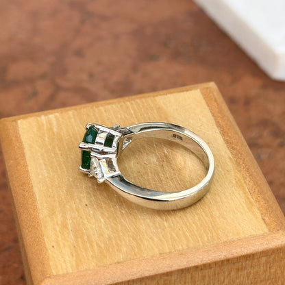 Estate Platinum Oval-Cut Colombian Emerald + Diamond Ring