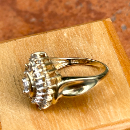 Estate 10KT Yellow Gold Marquise Diamond Cluster Ring