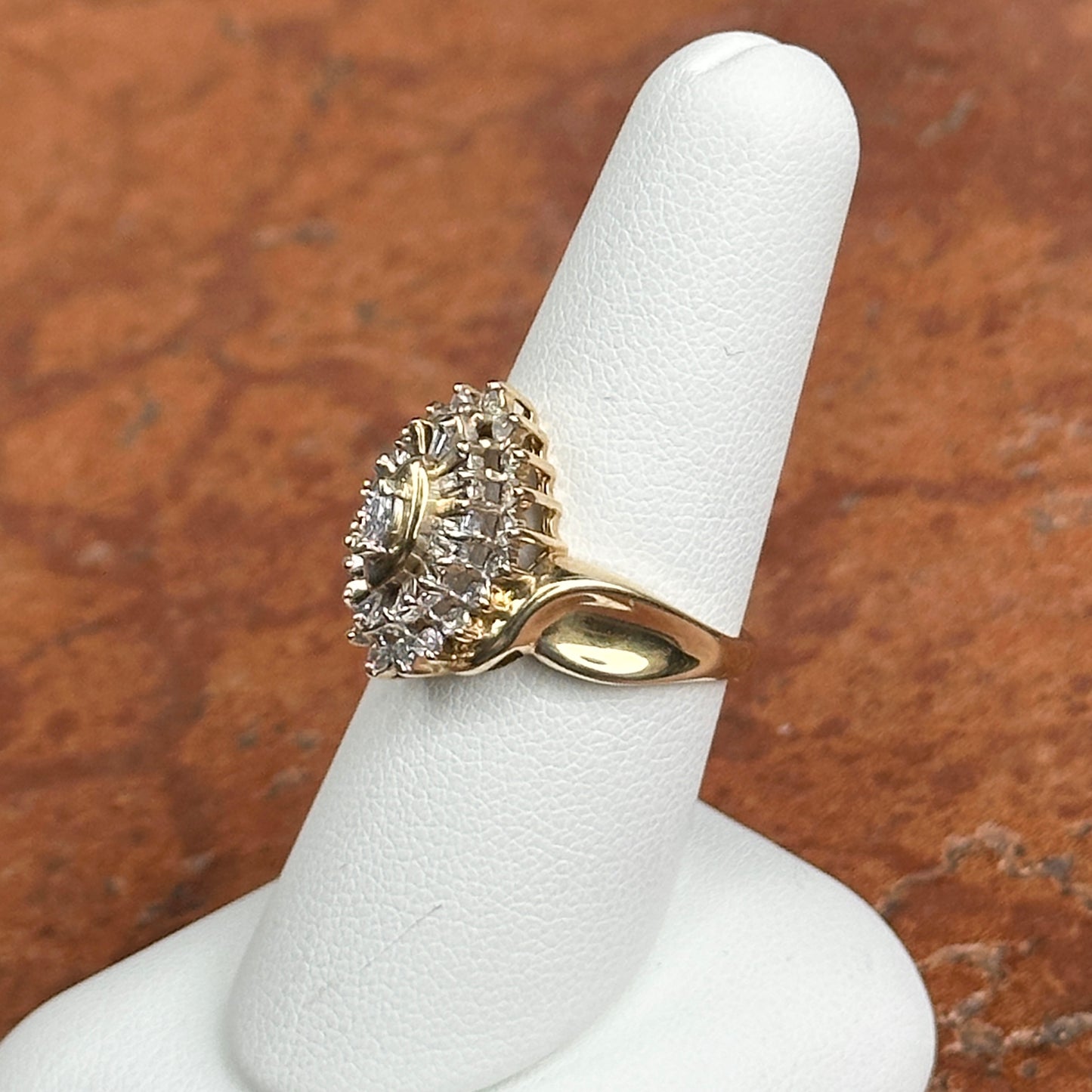Estate 10KT Yellow Gold Marquise Diamond Cluster Ring