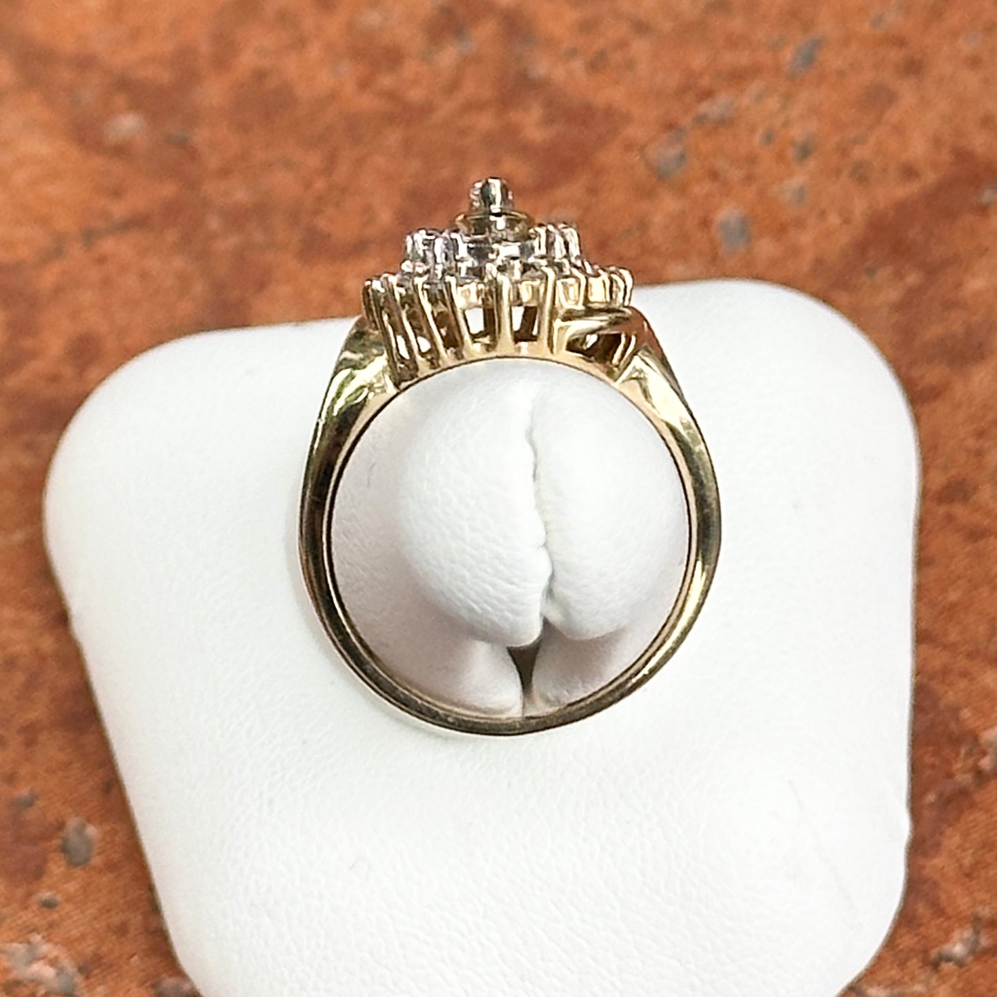 Estate 10KT Yellow Gold Marquise Diamond Cluster Ring