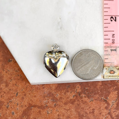 Sterling Silver Polished Puffed 3D Heart Pendant 31mm