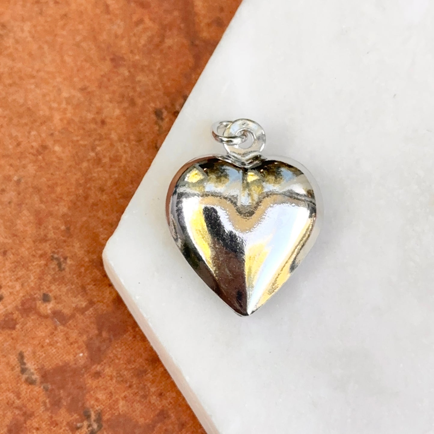 Sterling Silver Polished Puffed 3D Heart Pendant 31mm