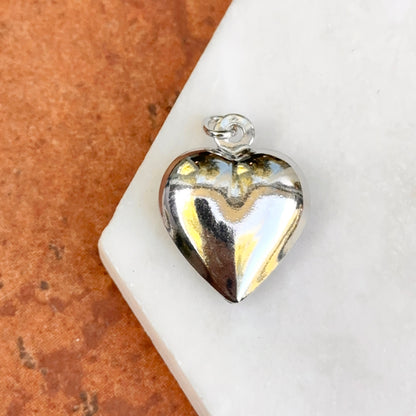 Sterling Silver Polished Puffed 3D Heart Pendant 31mm