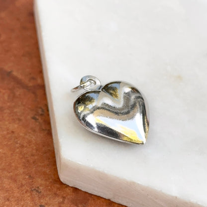 Sterling Silver Polished Puffed 3D Heart Pendant 31mm