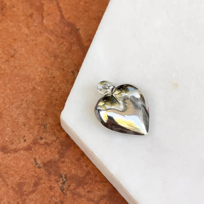 Sterling Silver Polished Puffed 3D Heart Pendant 31mm