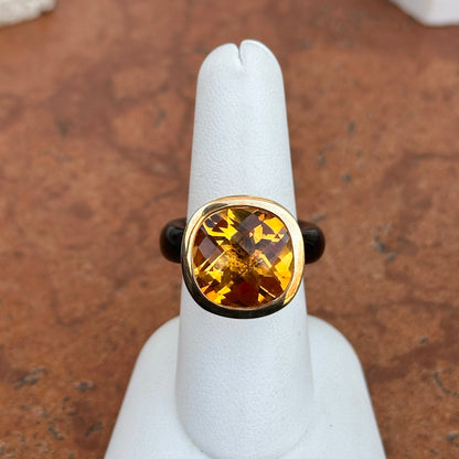 Estate 10KT Yellow Gold Black Onyx Band + Citrine Ring 7