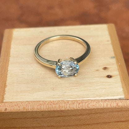 14KT Yellow Gold East-West Aquamarine Solitaire Ring