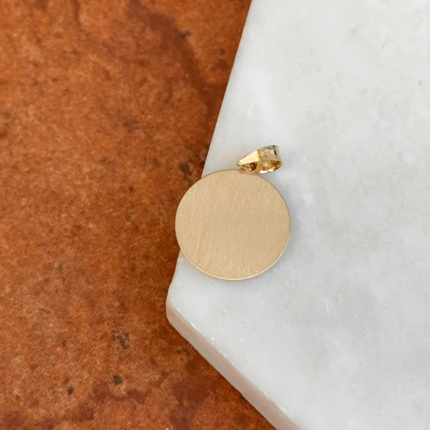 14KT Yellow Gold Guardian Angel "Protect Us" Medal Pendant Charm