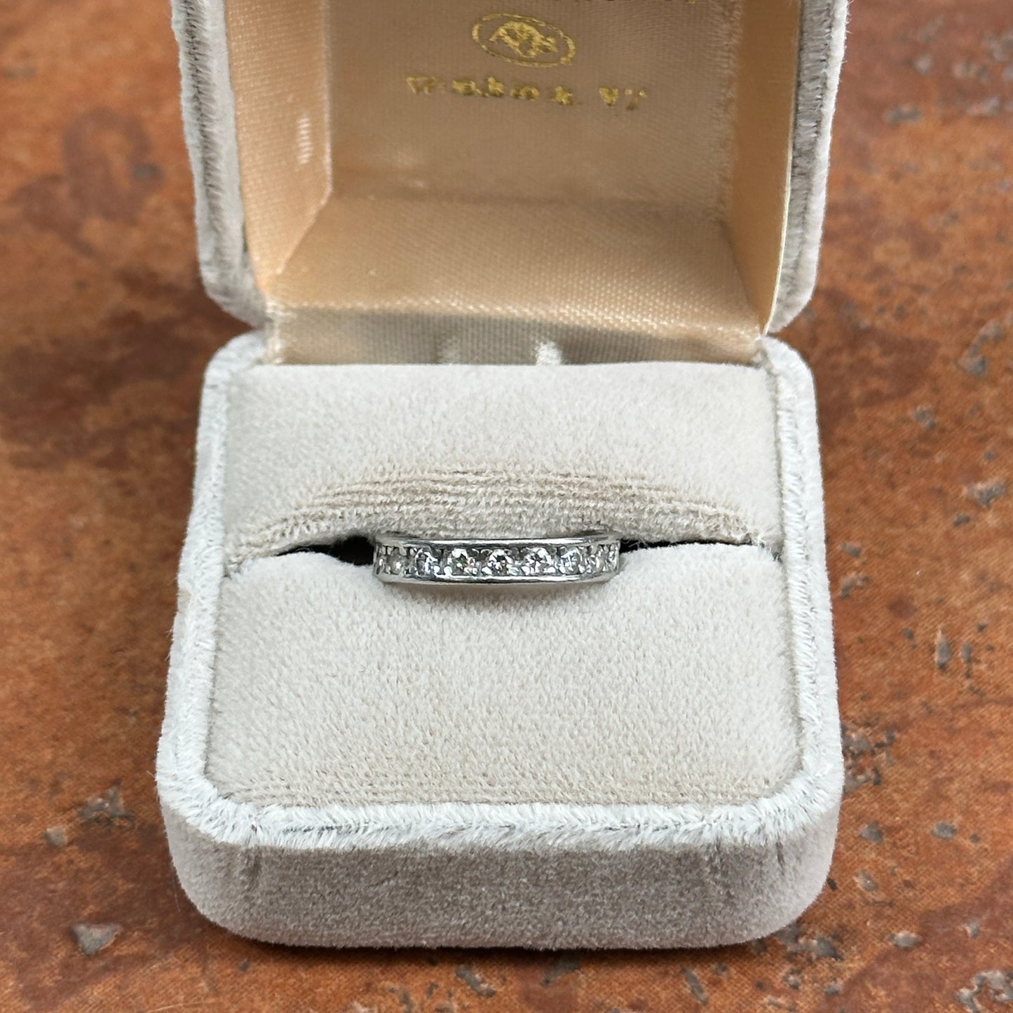 Estate 18KT White Gold Round Diamond .60 CT Eternity Band RIng