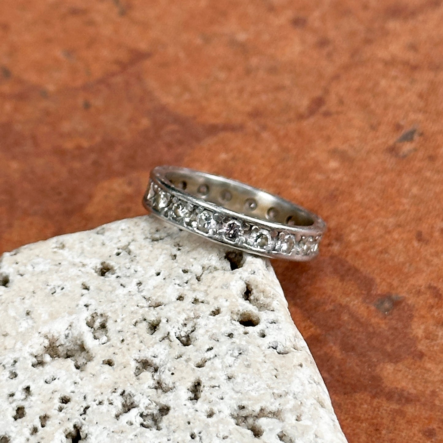 Estate 18KT White Gold Round Diamond .60 CT Eternity Band RIng
