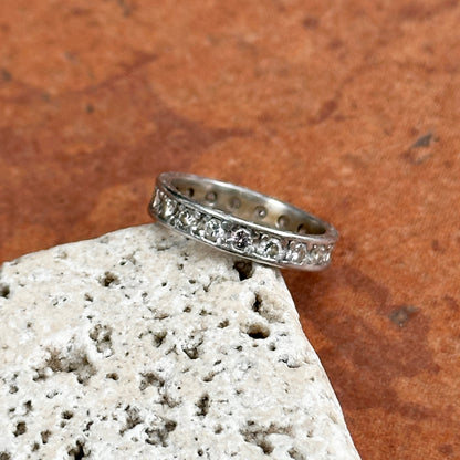 Estate 18KT White Gold Round Diamond .60 CT Eternity Band RIng