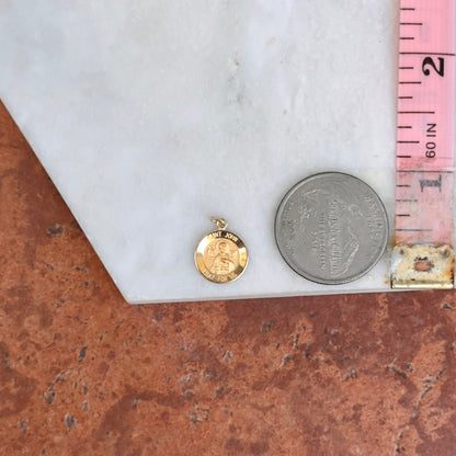 14KT Yellow Gold St John the Baptist Medal Round Pendant Charm 12mm