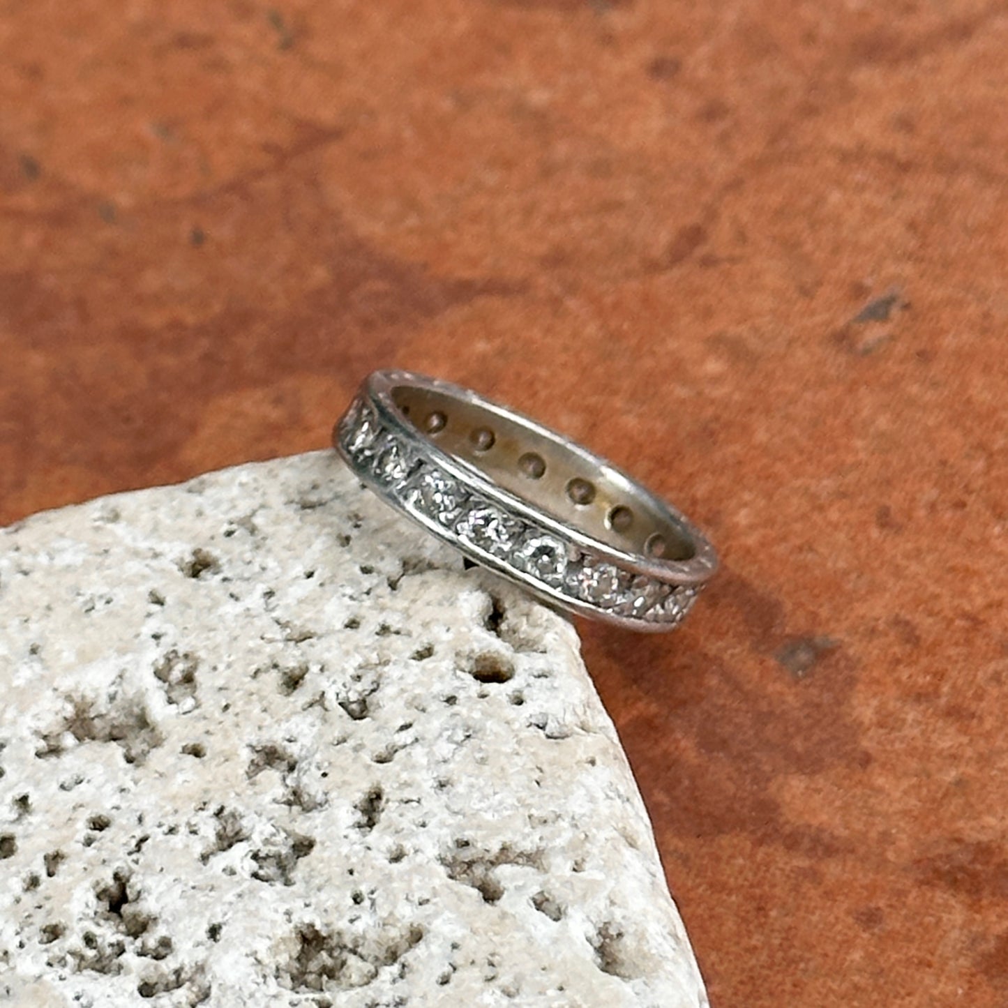 Estate 18KT White Gold Round Diamond .60 CT Eternity Band RIng