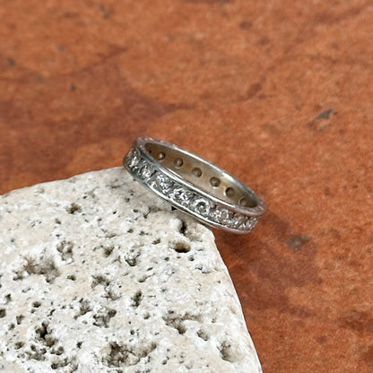 Estate 18KT White Gold Round Diamond .60 CT Eternity Band RIng