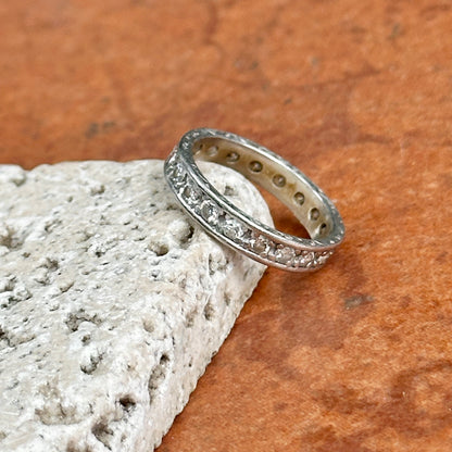 Estate 18KT White Gold Round Diamond .60 CT Eternity Band RIng