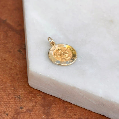 14KT Yellow Gold St John the Baptist Medal Round Pendant Charm 12mm