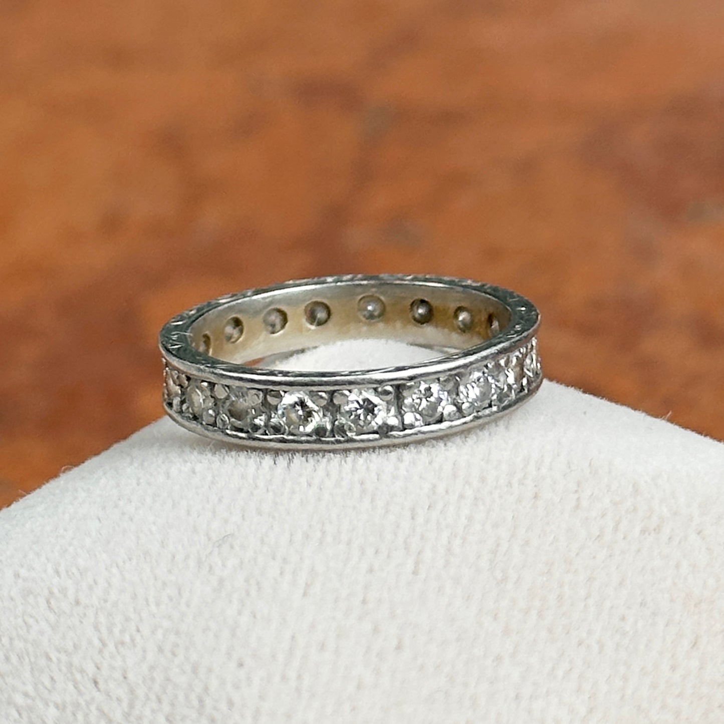 Estate 18KT White Gold Round Diamond .60 CT Eternity Band RIng