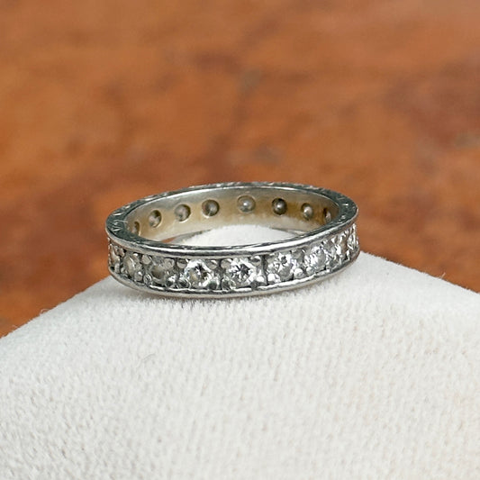 Estate 18KT White Gold Round Diamond .60 CT Eternity Band RIng