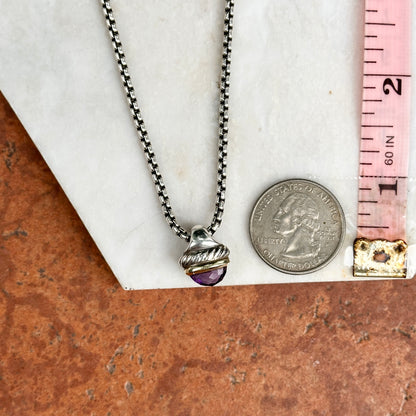 Estate David Yurman Sterling Silver 18KT Yellow Gold Amethyst Necklace
