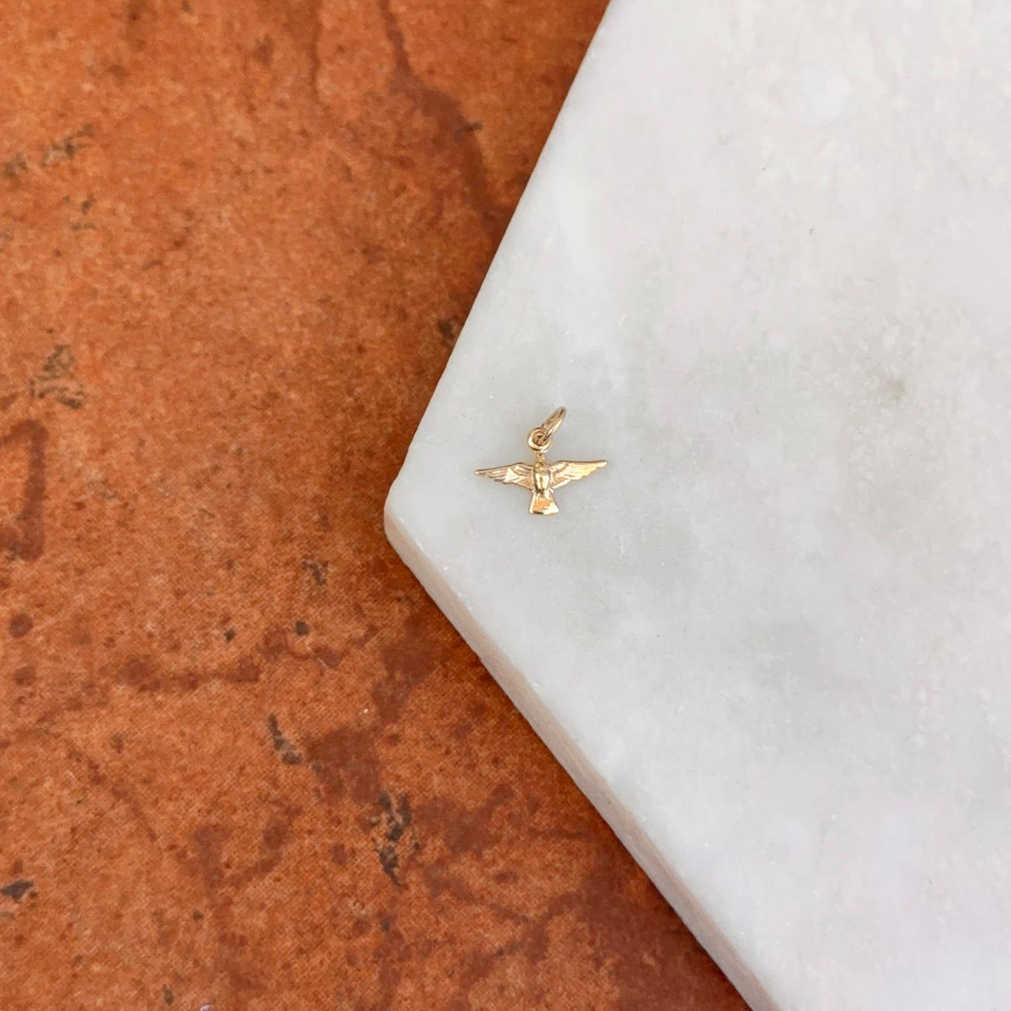 14KT Yellow Gold TINY Dove Pendant Charm 11mm x 8mm