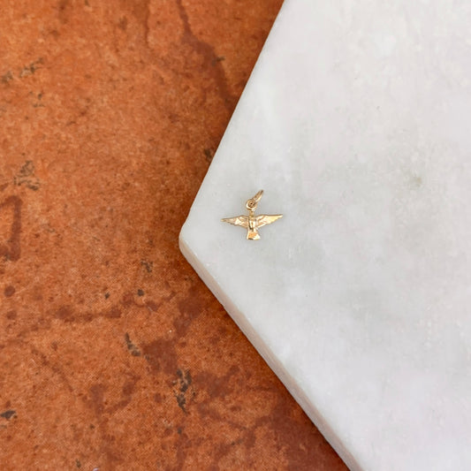 14KT Yellow Gold TINY Dove Pendant Charm 11mm x 8mm