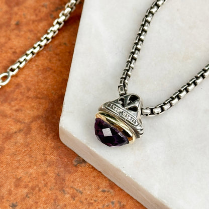 Estate David Yurman Sterling Silver 18KT Yellow Gold Amethyst Necklace
