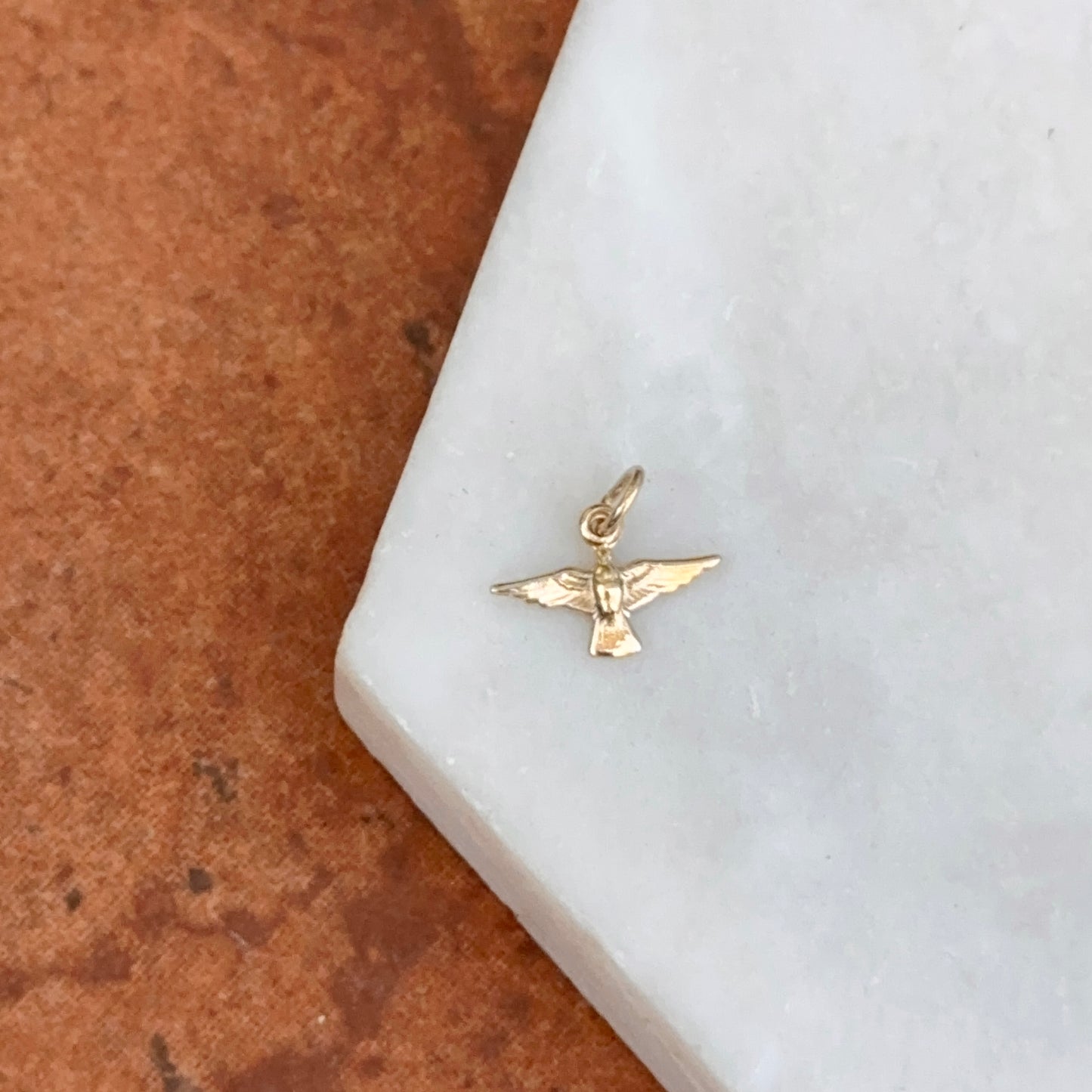 14KT Yellow Gold TINY Dove Pendant Charm 11mm x 8mm