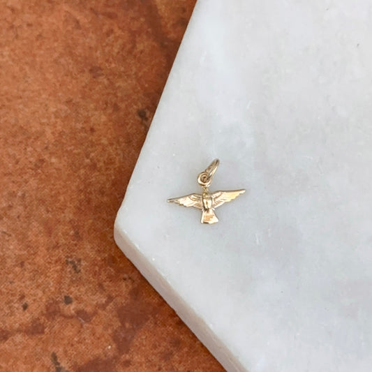 14KT Yellow Gold TINY Dove Pendant Charm 11mm x 8mm
