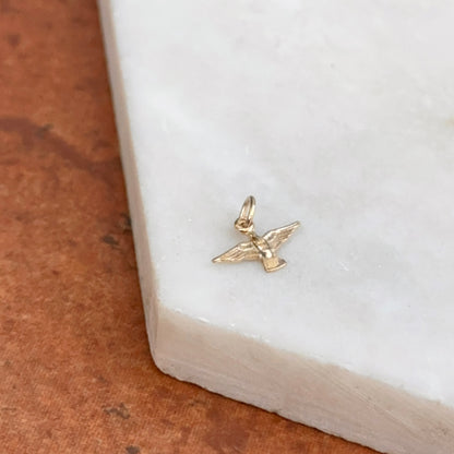 14KT Yellow Gold TINY Dove Pendant Charm 11mm x 8mm
