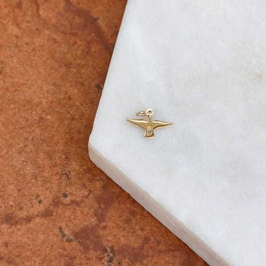 14KT Yellow Gold TINY Dove Pendant Charm 11mm x 8mm - LSJ