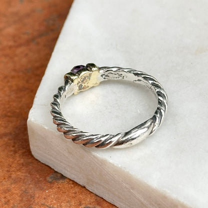Estate David Yurman Sterling Silver + 18KT Yellow Gold Amethyst Ring