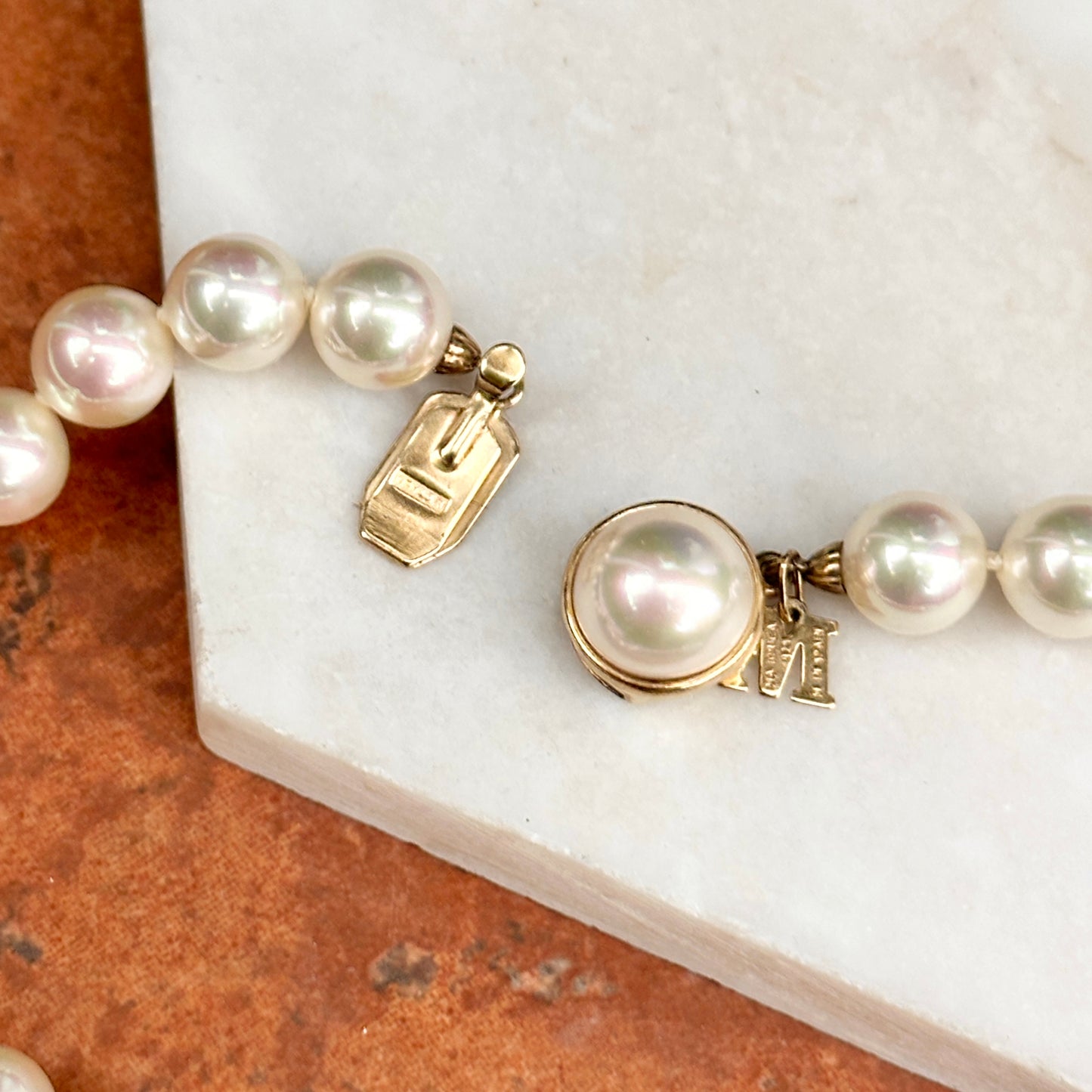Estate Gold-Plated Sterling Silver Faux Pearl Strand Necklace 24"