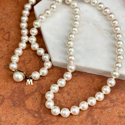 Estate Gold-Plated Sterling Silver Faux Pearl Strand Necklace 24"