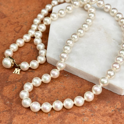 Estate Gold-Plated Sterling Silver Faux Pearl Strand Necklace 24"