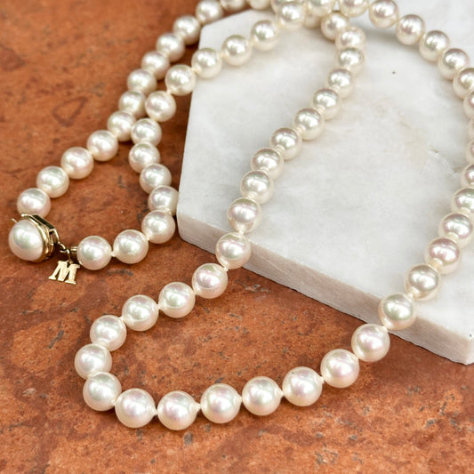 Estate Gold-Plated Sterling Silver Faux Pearl Strand Necklace 24"
