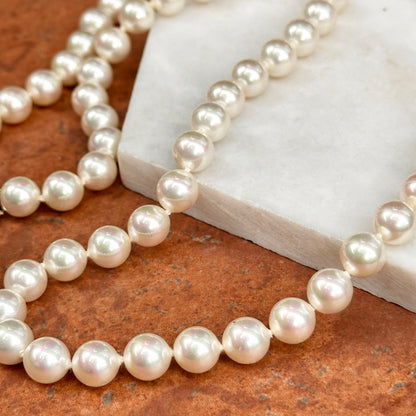 Estate Gold-Plated Sterling Silver Faux Pearl Strand Necklace 24"