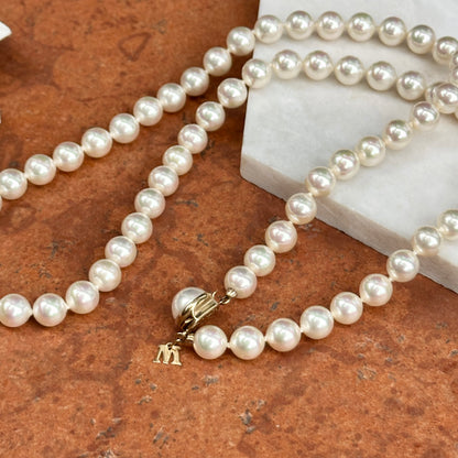 Estate Gold-Plated Sterling Silver Faux Pearl Strand Necklace 24"