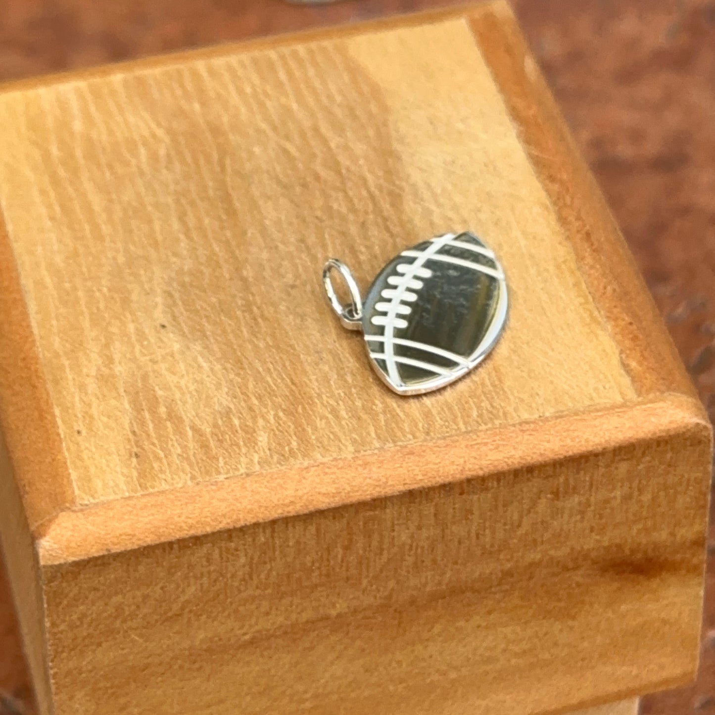 Sterling Silver Engravable Flat Football Medal Pendant Charm