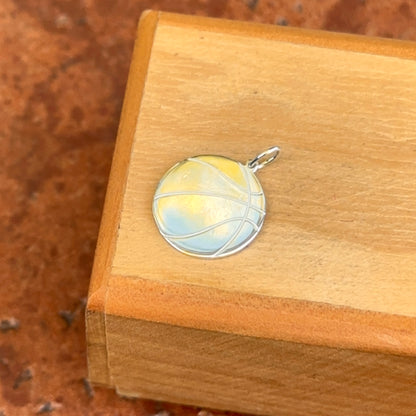 Sterling Silver Engravable Flat Basketball Pendant Charm