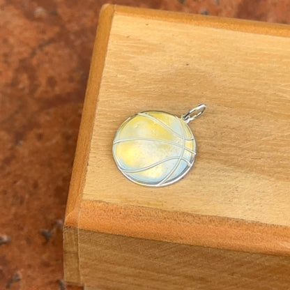 Sterling Silver Engravable Flat Basketball Pendant Charm