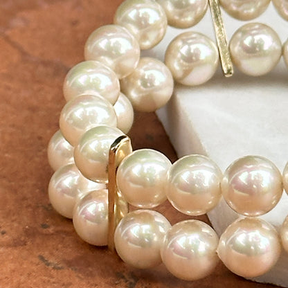 Estate Gold-Plated Silver Faux Pearl Double Strand Bracelet